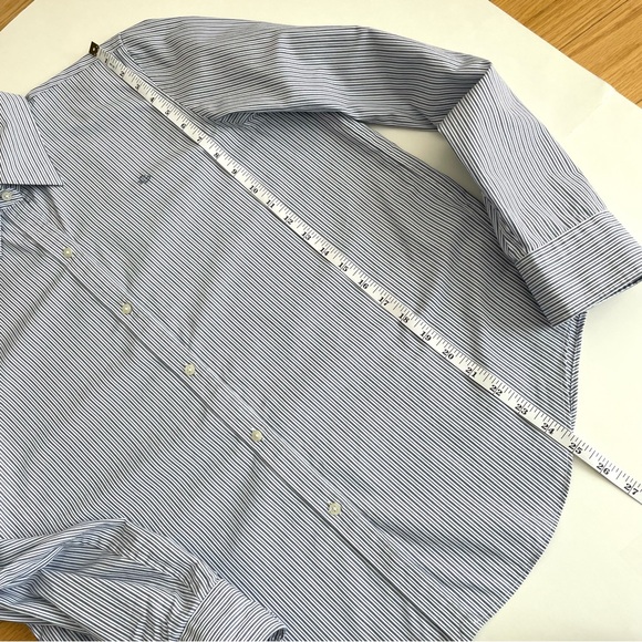 Lauren Ralph Lauren Pinstripe Cotton Poplin Classic Fit Button Up Shirt - Picture 8 of 9